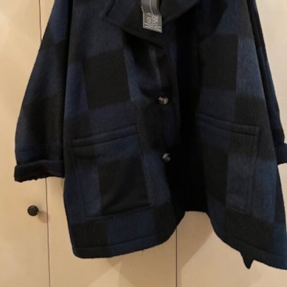 Marla Wynne-Designer. Navy Blue/Black block pattern 3/4 length Wool Jacket 1X - Picture 7 of 7